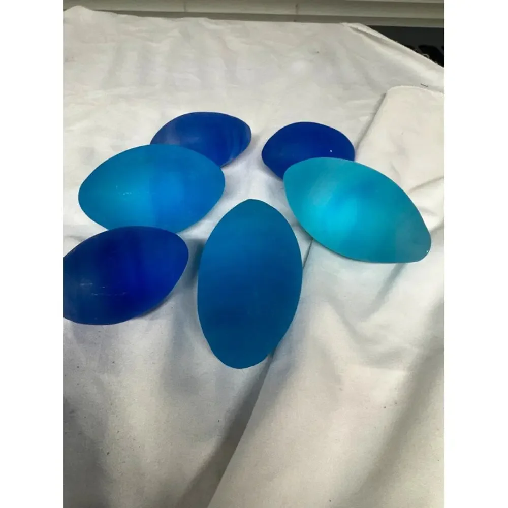 VTG Ikea frosted blue glass egg sculptures